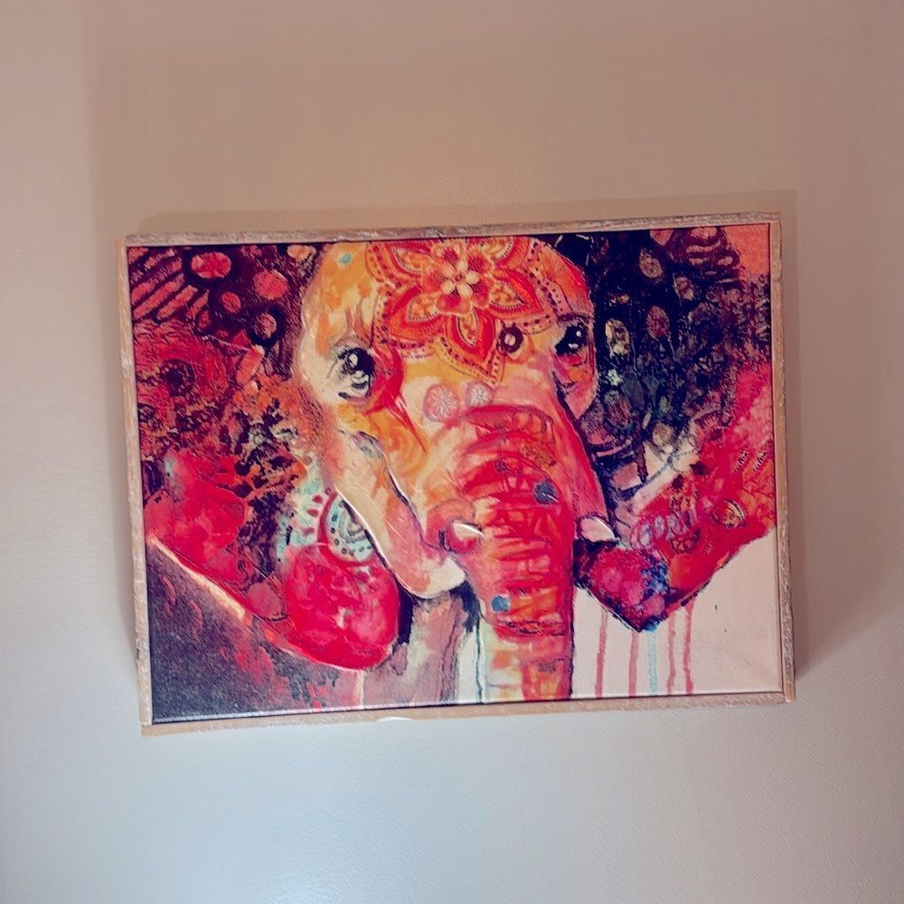 Boho Style Sarah White Canvas Art in Weathered Wood Frame from 2018